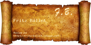 Fritz Bálint névjegykártya