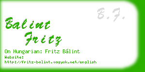 balint fritz business card